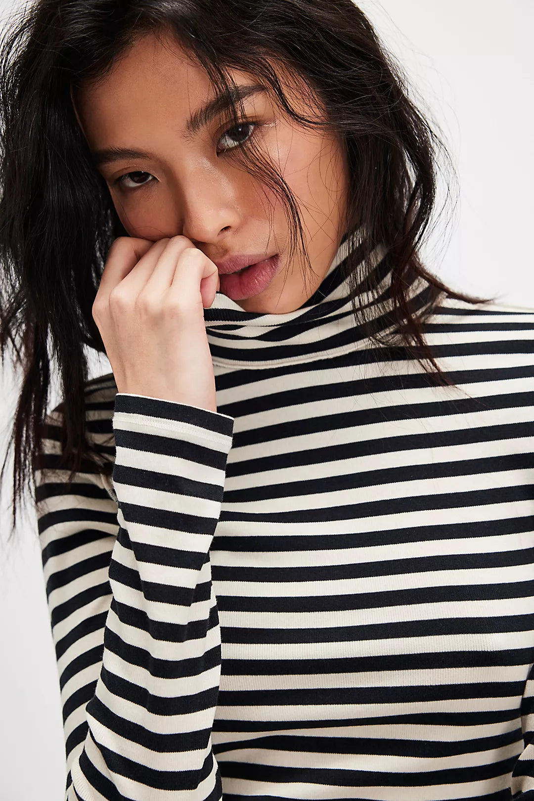 Good Good Stripe Turtleneck- Black Combo
