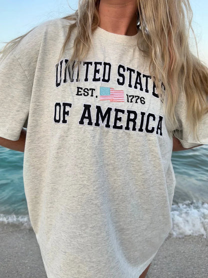 United States of America Tee- Pearl Grey