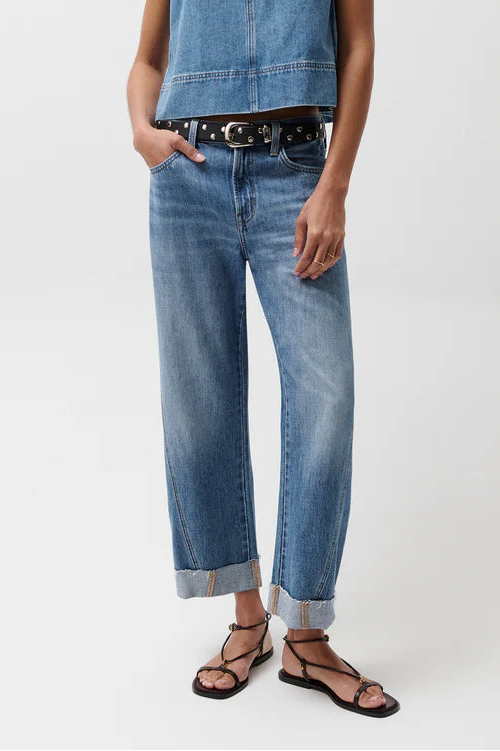 Kacey Mid Rise Cuffed Boyfriend- Laguna