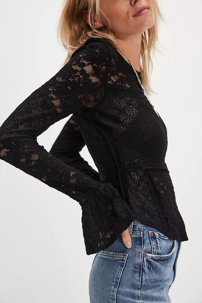 Lace Layering Long Sleeve- Black