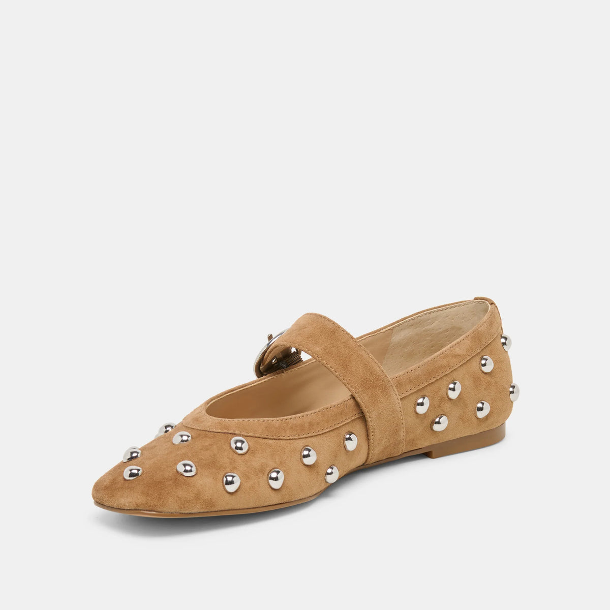 Mikel Stud Ballet Flat-Lt Brown Suede