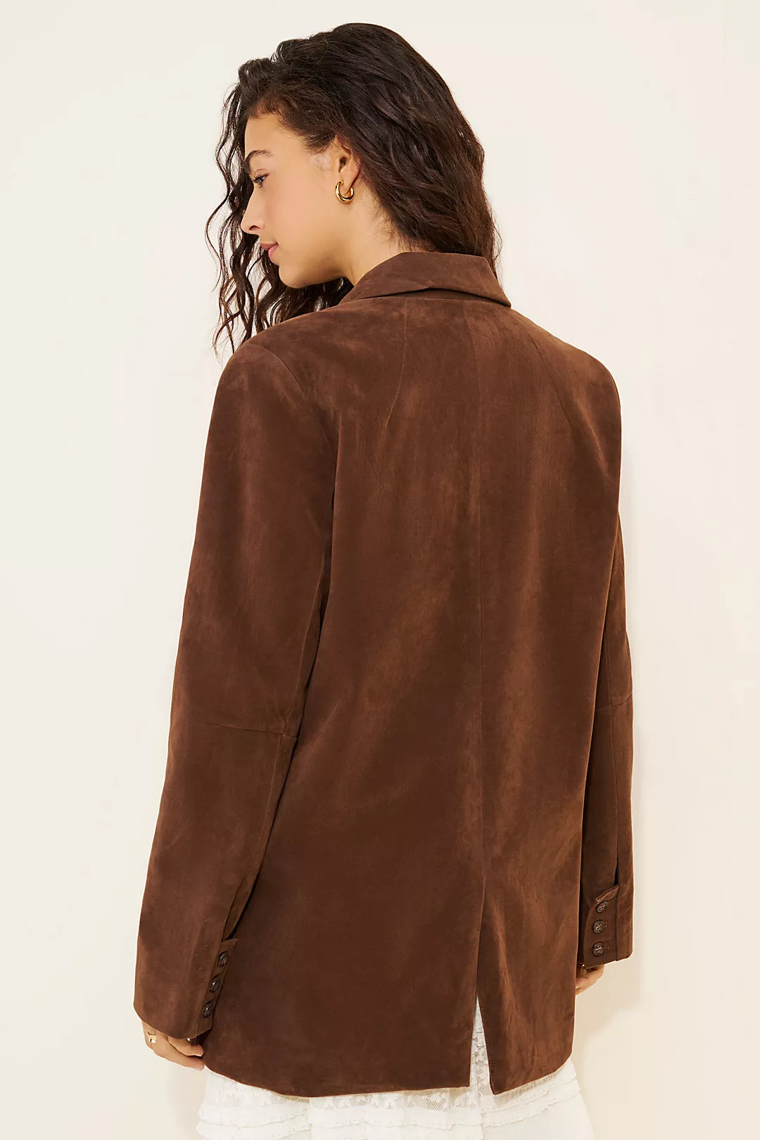 Paper Cut Vegan Suede Blazer- Brown Bear