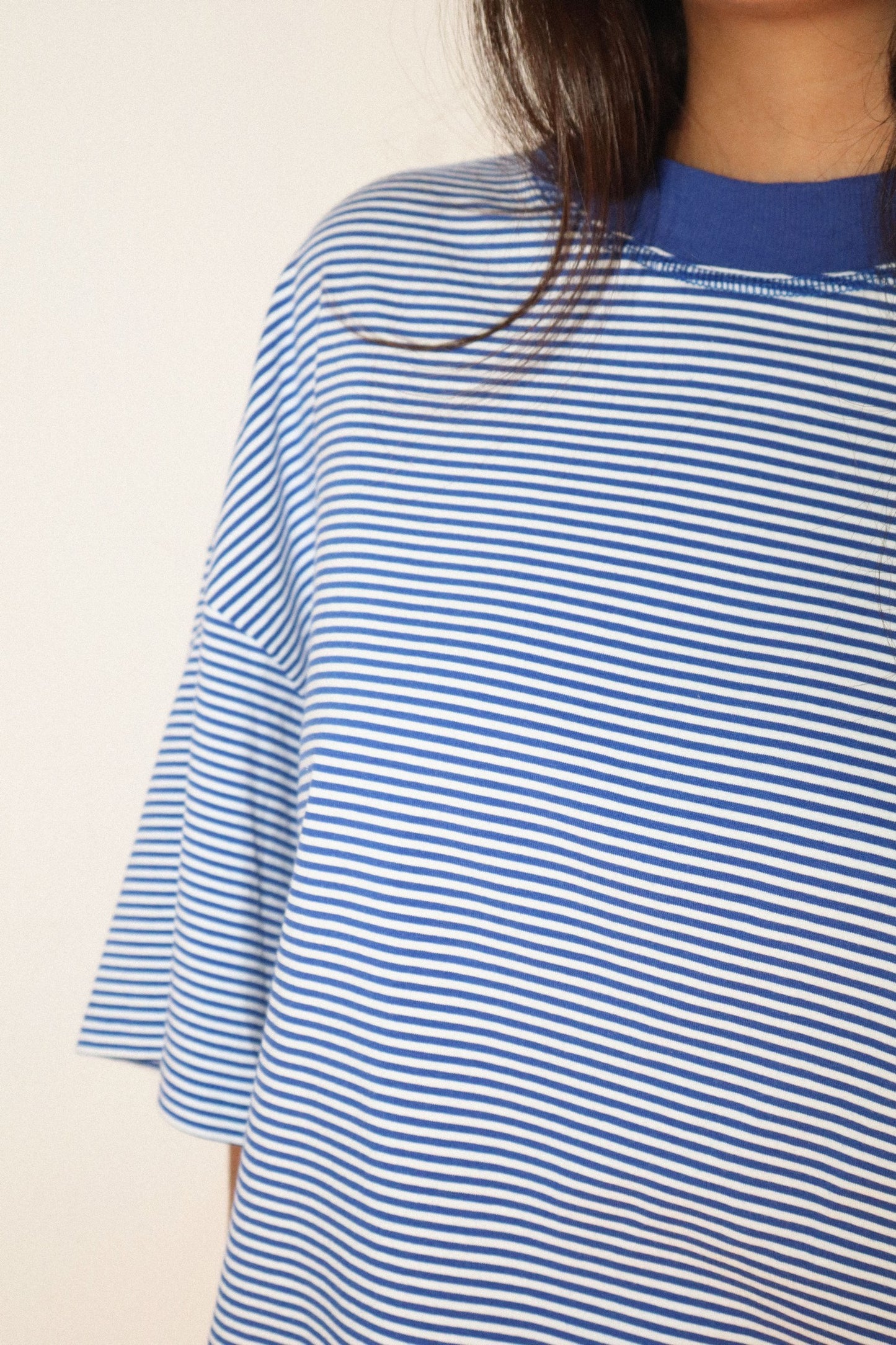 Roll With It Striped Tee- Royal Blue