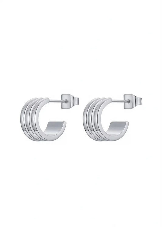 Silver Triple C Hoops- Hjane Jewels