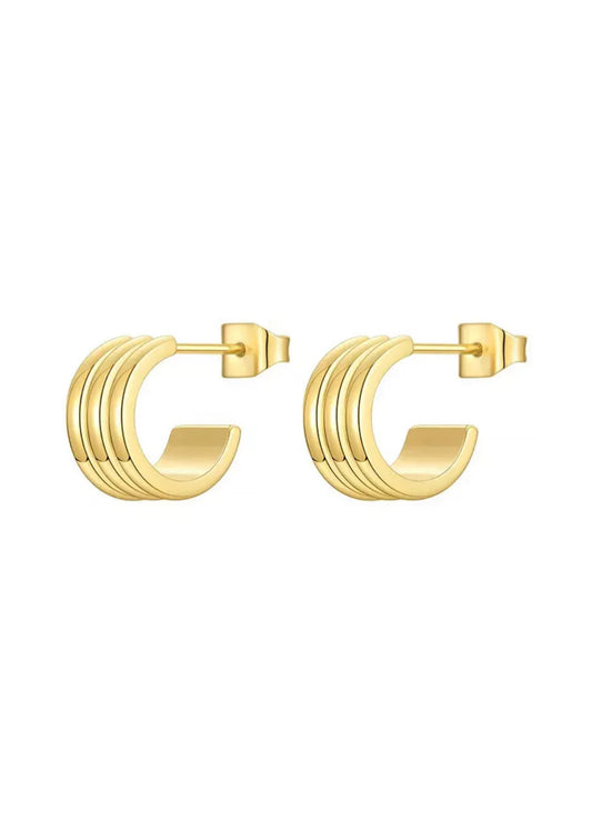 Gold Triple C Hoops- Hjane Jewels