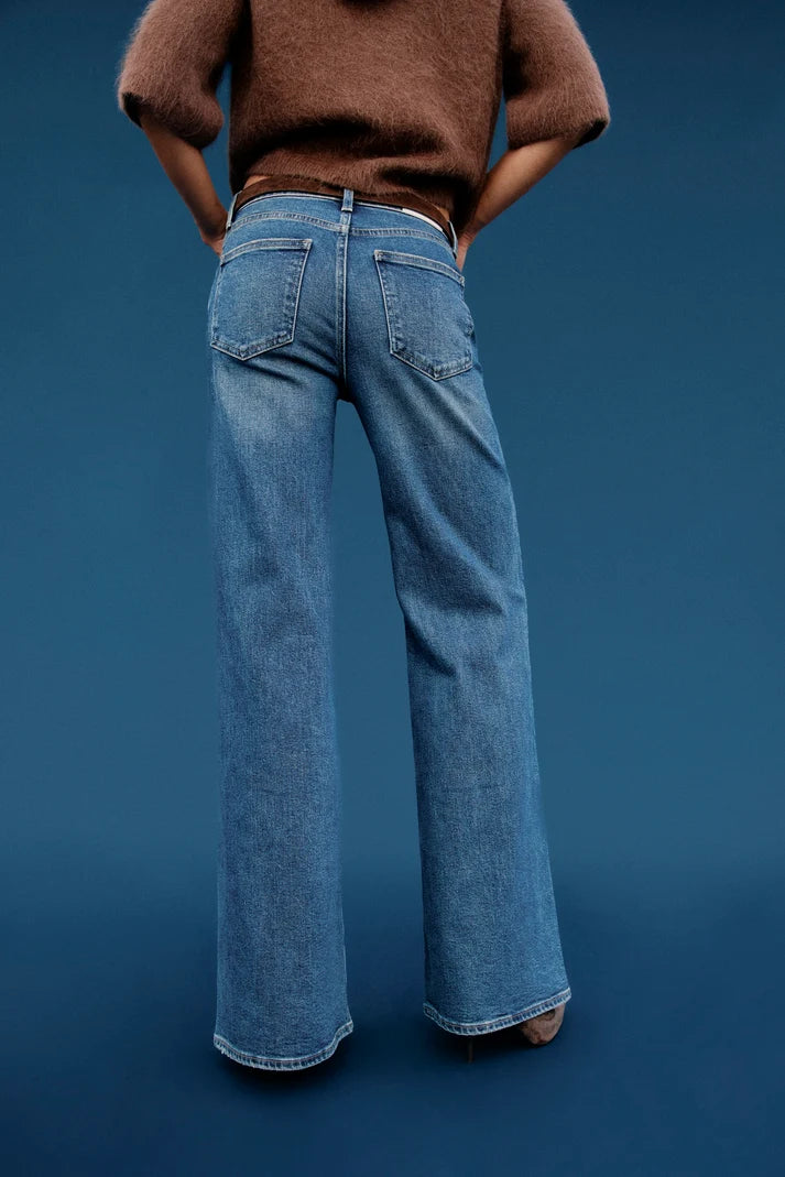 Vivian Mid Rise Wide Leg- Blue Depths