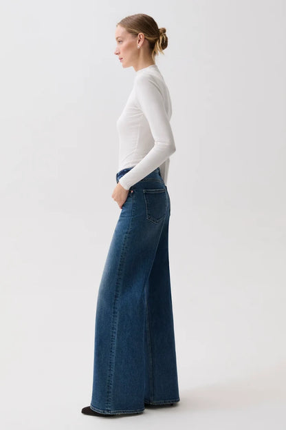 Vivian Mid Rise Wide Leg- Blue Depths