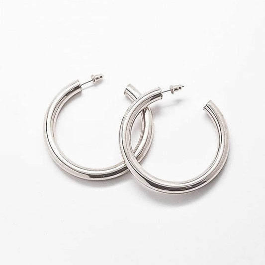 Medium Silver Hoop Earrings